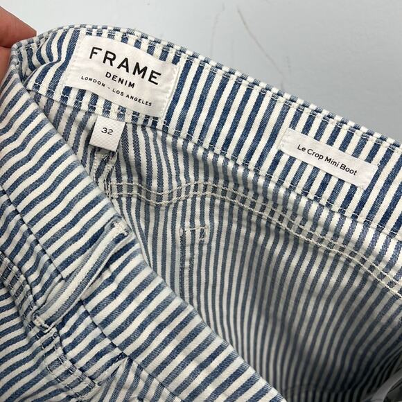 Frame Le Crop mini boot pinstripe denim pants size 32 - Picture 10 of 12